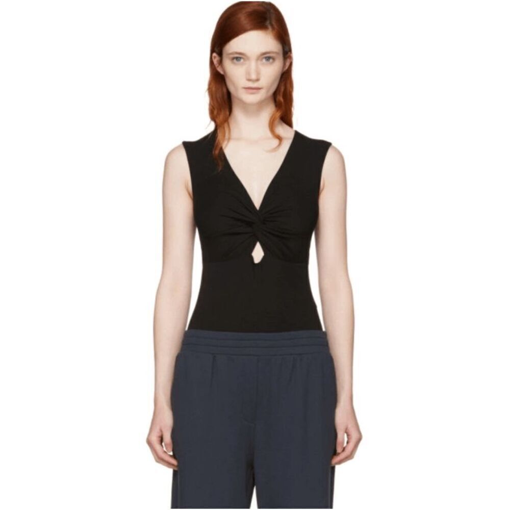 T By Alexander Wang Twist Knot Front Bodysuit Bla… - image 2